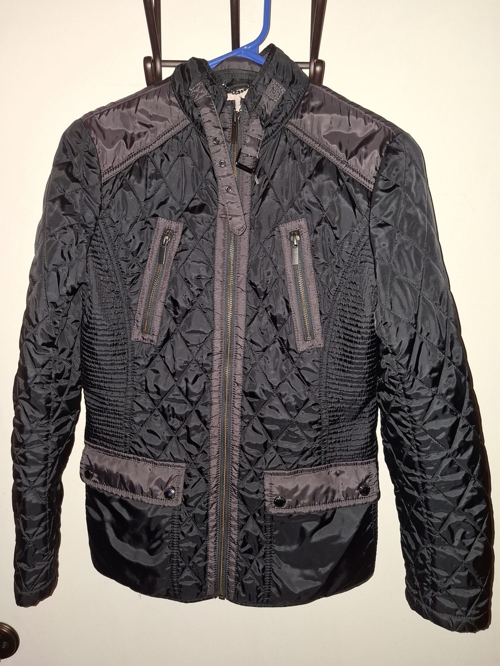 Banana Republic Black Quilted Lightweight Jacket with Zip Details